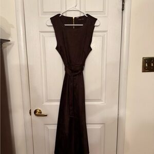 Calvin Klein Brown Sheath Midi Dress Scoop Neck Sleeveless